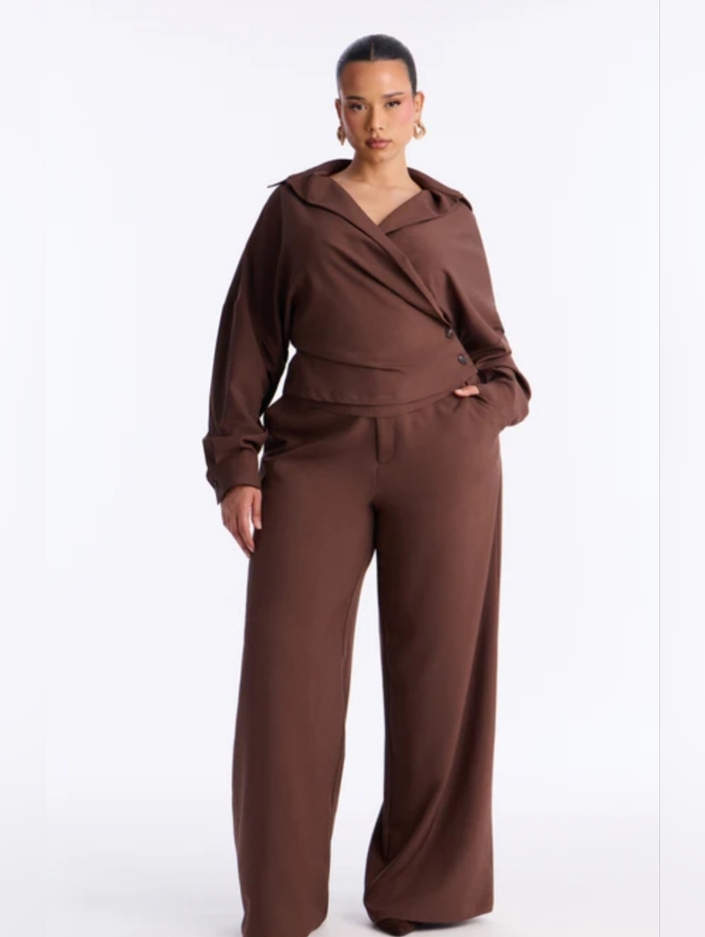 Wrap-Front Wide Leg Jumpsuit